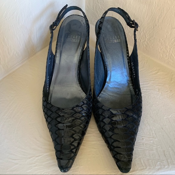Stuart Weitzman Shoes - Stuart Weitzman Black Leather Slingback Heels 6.5M